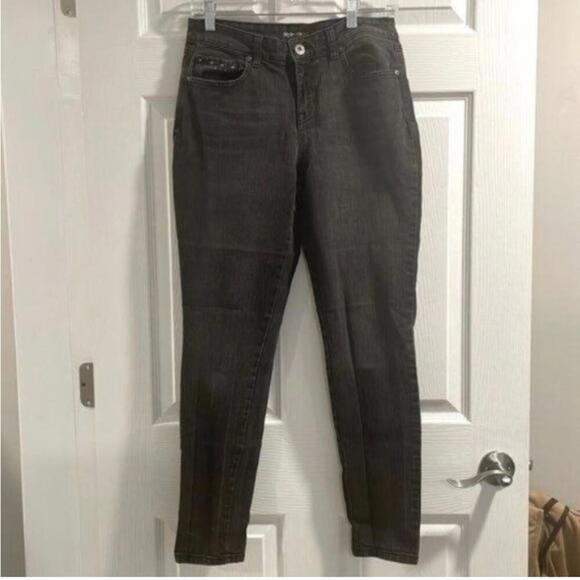 Style & Co. Denim - Style & Co. Denim Skinny Leg Dark Grey Skinny Jeans Embellished